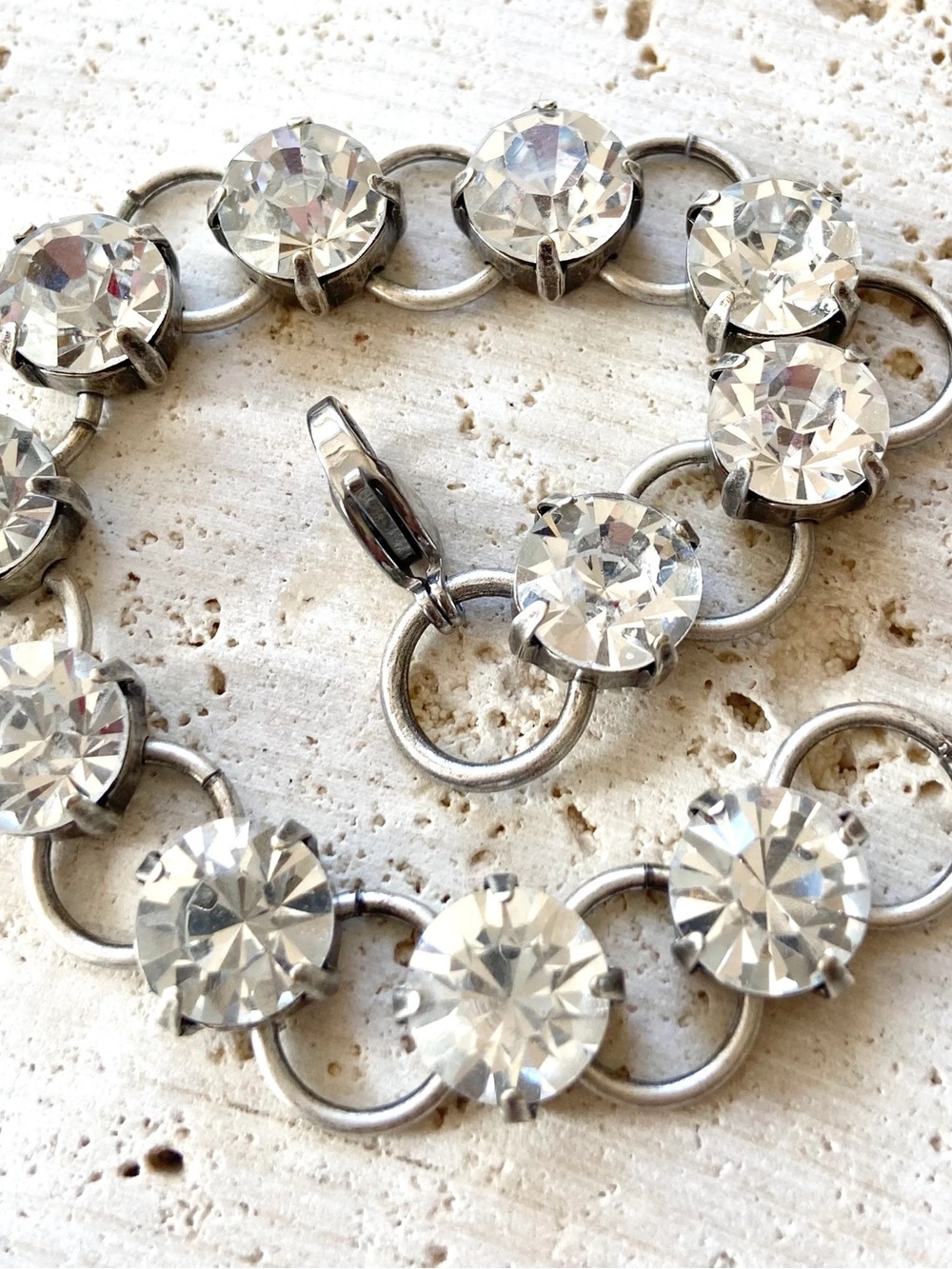 Crystal Link Bracelet - Silver Tone